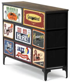 Többszínű MDF Komód 103×30×78 cm. AUK-W2104 BK