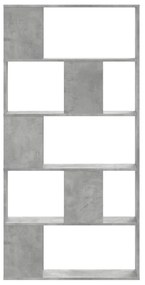 5 szintes betonszürke szerelt fa könyvespolc 80,5x23,5x162,5 cm