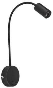 Globo 57311B Falikar fém fekete, műanyag fekete, flexibilis szárral, kapcsolóval, SzxM: 90x500mm, Mélység: 350mm, tartozék: 1xLED 3W 230V, 189lm forrás, 180lm kimenet, 3000K