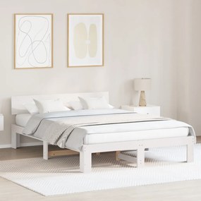 Fejtámlás ágykeret Fehér 150x200 cm Tömör fenyő