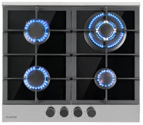 Klarstein Alchemist, gázfőzőlap, 4 alumínium égő, üvegkerámia, fekete