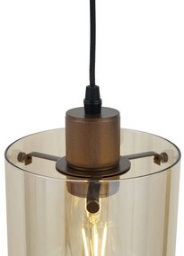 Modern spotlámpa sötét bronz színben borostyán üveggel 1 fázisú sínrendszerhez - Iconic Dome