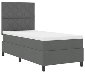 Boxspring ágy matraccal, sötétszürke, 90x200 cm, szövet