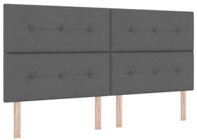 Boxrugós ágy fejtámlával Sötétszürke 200 x 200 cm szövet