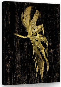 Vászonkép 50x70 Arany levél sötét háttér textúra elegáns modern minimalizmus