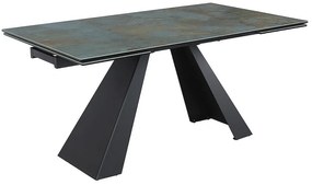 GEDEON 1 kinyitható étkezőasztal - 160x90, türkiz / matt fekete