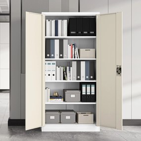 Fém iratszekrény JAN, 900 x 1850 x 400 mm, Eco Design: fehér/ sonoma tölgy