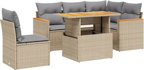 vidaXL 6 részes bézs polyrattan kerti ülőgarnitúra párnával