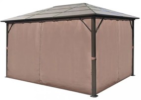 alumínium kerti pavilon barna függönnyel 400 x 300 cm