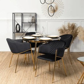 Étkezőgarnitúra 4 db. Fekete Innes székkel. Asztal: TINGA 100 cm