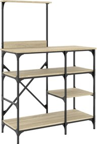 vidaXL sonoma tölgy színű szerelt fa és fém pékállvány 90x40x132 cm