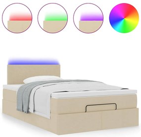 krémszínű szövet ottomán ágy matraccal &amp; LED-ek 120x190cm