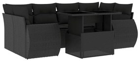7 részes fekete polyrattan kerti ülőgarnitúra párnával