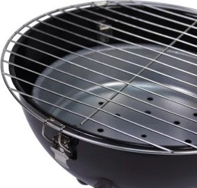 Mini faszenes grill vízforralóval  kerek hordozható fekete