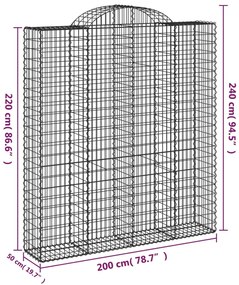 10 db íves horganyzott vas gabion kosár 200x50x220/240 cm