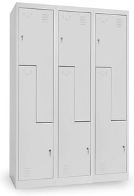 Fém szekrény Z, 3 szakasz, 120 x 50 x 180 cm, hengerzár, szürke - ral 7035