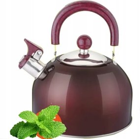 2,5 L-es Cseresznye Fényes Vízforraló Síppal, Indukciós És Gáztűzhez, Rozsdamentes Acél, Apetite