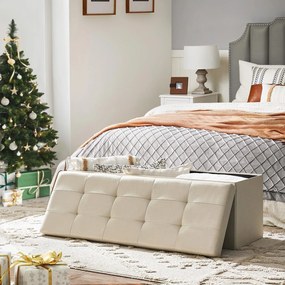 Puff, Összecsukható tárolópad 110 x 38 x 38 cm, bézs