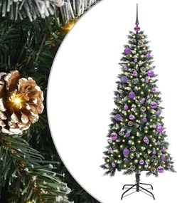 vidaXL Mű karácsonyfa 150 LED-del Zöld 150 cm PVC és Műanyag és Acél