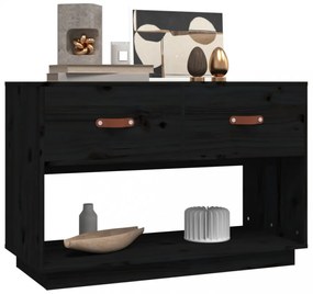 fekete tömör fenyőfa TV-szekrény 90x40x602 cm