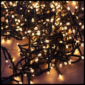 96 LED-es  kültéri-beltéri elemes fényfüzér, időzíthető 6/18 órás, 8 féle fényjátékkal, sárga fényű LED, 7 m