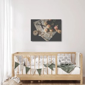 A zenei jegyzetek és a rózsák képe (üvegen) (70x50 cm)
