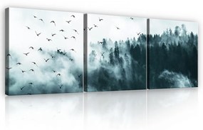 Vászonkép 3 darabos, Ködös erdő, 3 db 25x25 cm méret
