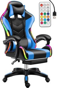 Likeregal 920 LED-es gamer szék lábtartóval kék masszázs funkcióval TT-1116