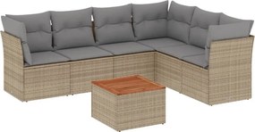 vidaXL 7 részes bézs polyrattan kerti ülőgarnitúra párnákkal