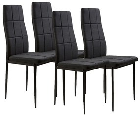 4 db-os magas háttámlájú fekete szövet étkezőszék