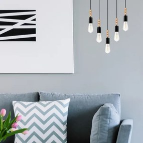 Simon 5xE27/60W/230V fekete függeszték kábellel