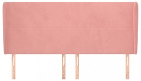 rózsaszín bársony fejtámla szárnyakkal 203x23x118/128 cm