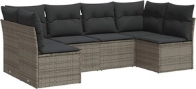 vidaXL 6 részes szürke polyrattan kerti ülőgarnitúra párnákkal