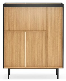 Fekete magas komód tölgyfa dekorral 95x120 cm Arista – Teulat