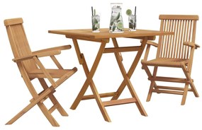vidaXL Kert étkező szett 3 pcs Barna Tömör Akácfa