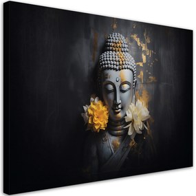 Gario Vászonkép Szürke Buddha és virágok Méret: 60 x 40 cm