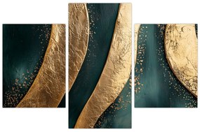 Kép - Zöld absztrakció arannyal I. (90x60 cm)