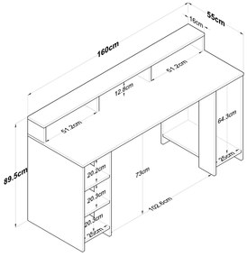 PC asztal Sikine 4 (dió + antracit) . 1095012