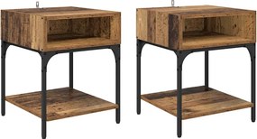 vidaXL Éjjeli asztal 2 pcs Öreg fa 40 x 40 x 50 cm Faanyag