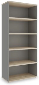 SimpleOffice magas szekrény 80 x 40 x 180 cm, világos tölgy / szürke