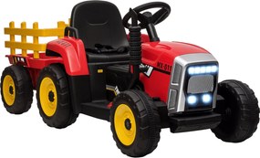 HOMCOM Elektromos Traktor Pótkocsival, Gyerekeknek Szánt Traktor Távirányítóval, Elektromos Autó MP3 Funkcióval, Gyermek Jármű Fényszórókkal, 3-6KM/H,