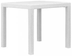 fehér rattan küllemű műanyag kerti asztal 79x79x72 cm