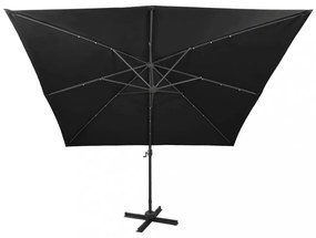 fekete konzolos napernyő rúddal és LED-fényekkel 300 cm