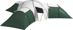 Outsunny Alagúttáborozó Sátor, 6-9 Fős Családi Sátor 3 Hálószobával, Nappalival, Terasszal, Hordozótáskával, 2000mm Vízálló Oxford, Kerthez, Zöld | Ao