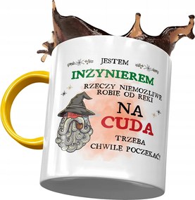 Sárga Bögre Mérnöknek A Csodákra Várni kell Nyomtatott Fotóval