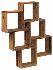 antik fa színű szerelt fa fali kockapolc 78 x 15 x 93 cm