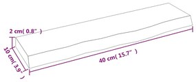 sötétbarna kezelt tömör tölgyfa fali polc 40x10x2 cm