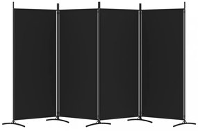 4 paneles fekete szövet térelválasztó 346x180 cm