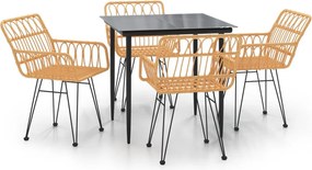 vidaXL 5 részes polyrattan kerti étkezőgarnitúra