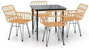 vidaXL 5 részes polyrattan kerti étkezőgarnitúra